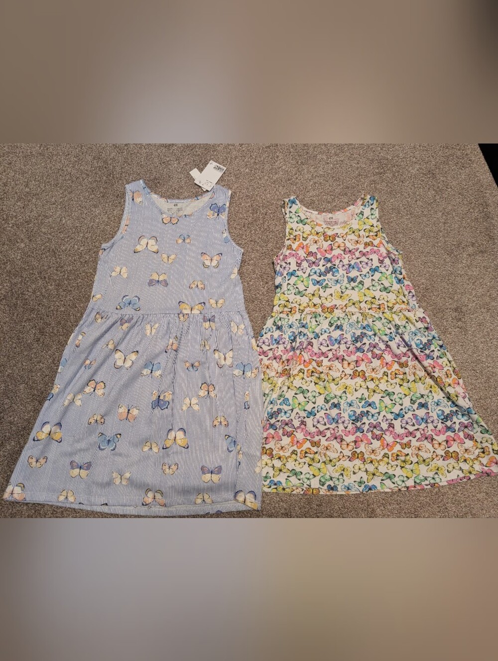 Girls Butterfly Print Sleeves Dresses